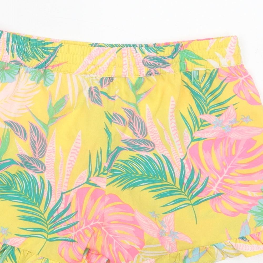 Pep & Co Girls Yellow Floral Polyester Bermuda Shorts Size 10-11 Years  Regular
