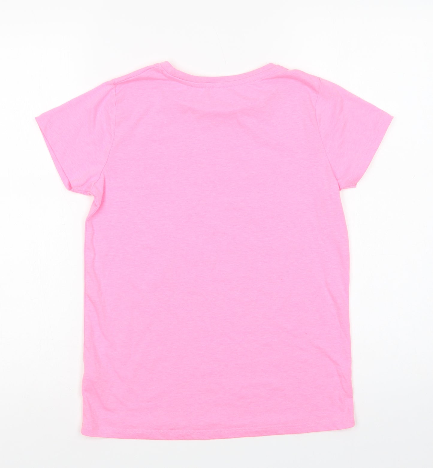 Dunnes Stores Girls Pink  Polyester Pullover T-Shirt Size 11-12 Years Crew Neck Pullover - Flamazing