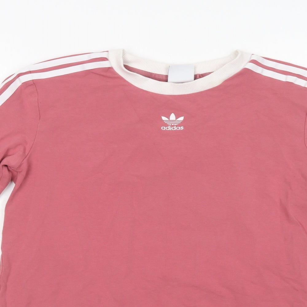adidas Womens Pink  Cotton Basic T-Shirt Size S Crew Neck