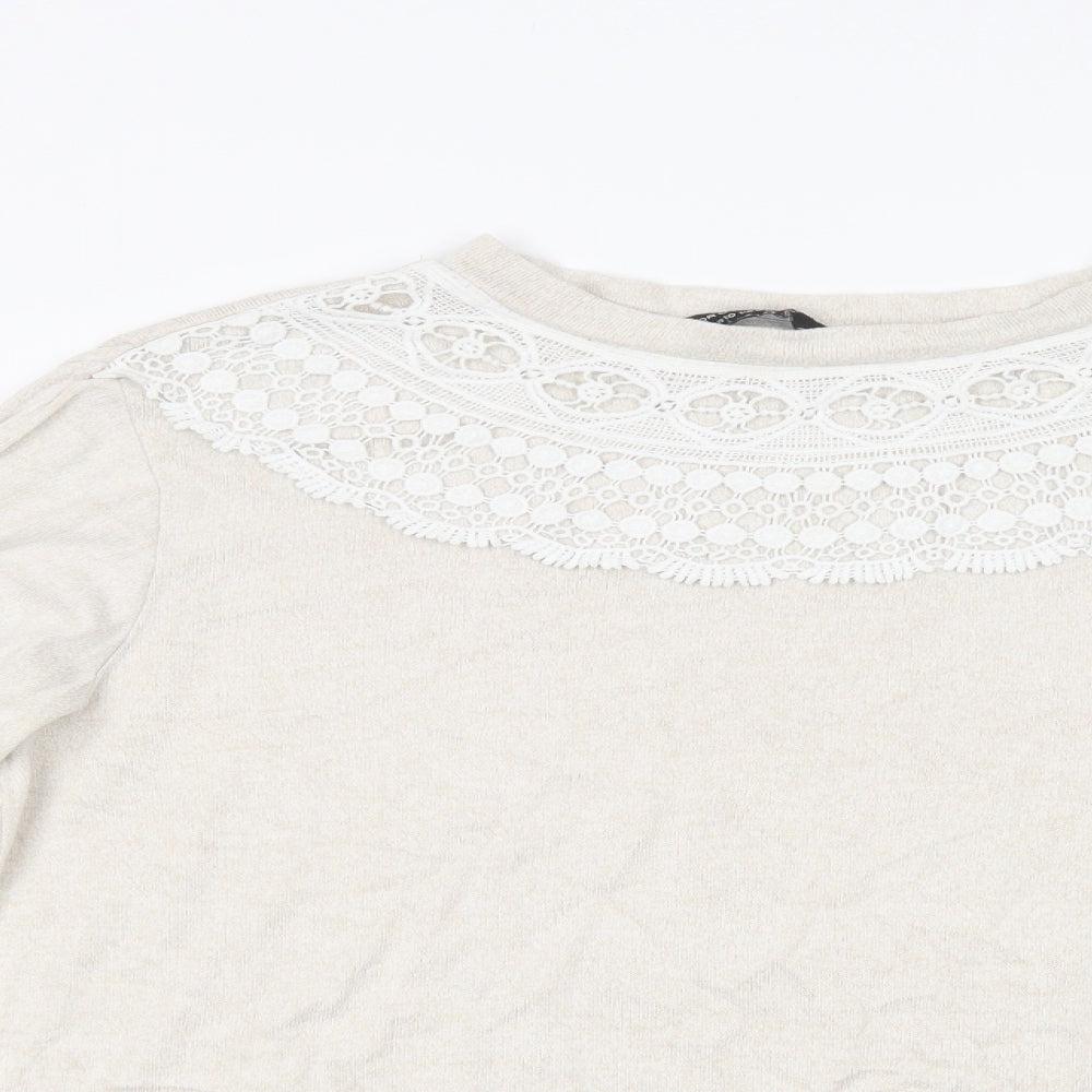 Dorothy Perkins Womens Beige Crew Neck  Viscose Pullover Jumper Size 14