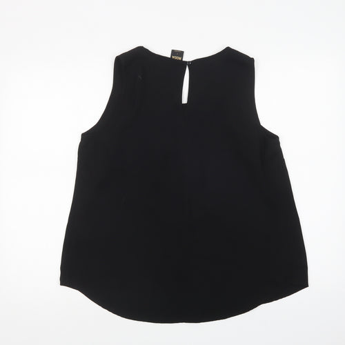 VERO MODA Womens Black  Polyester Basic Blouse Size L Scoop Neck - Embellished Neckline