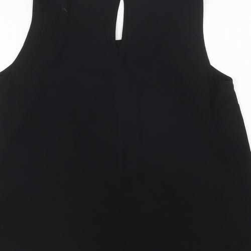 VERO MODA Womens Black  Polyester Basic Blouse Size L Scoop Neck - Embellished Neckline