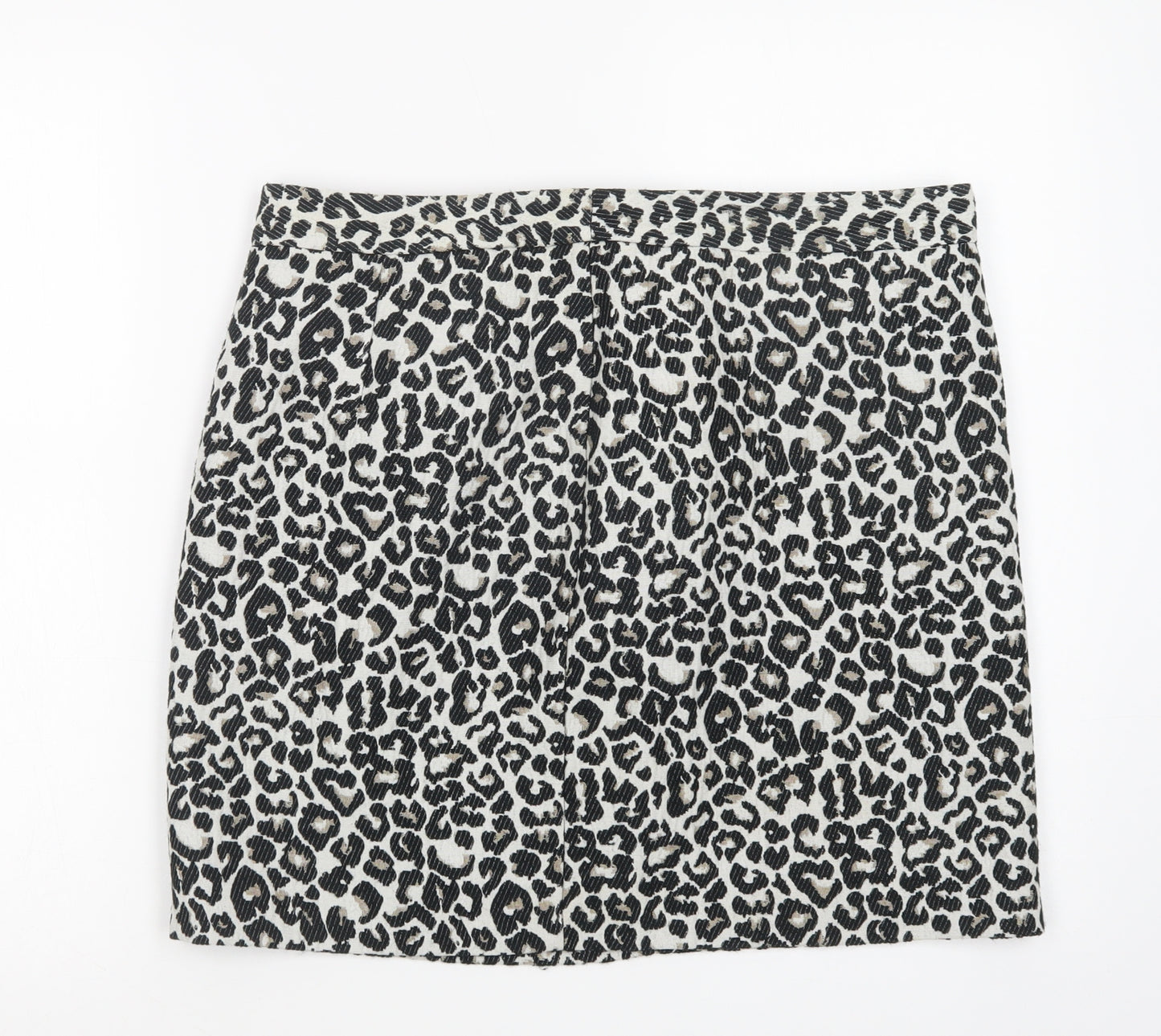 Matalan Womens Beige Animal Print Acrylic Mini Skirt Size 14   Zip