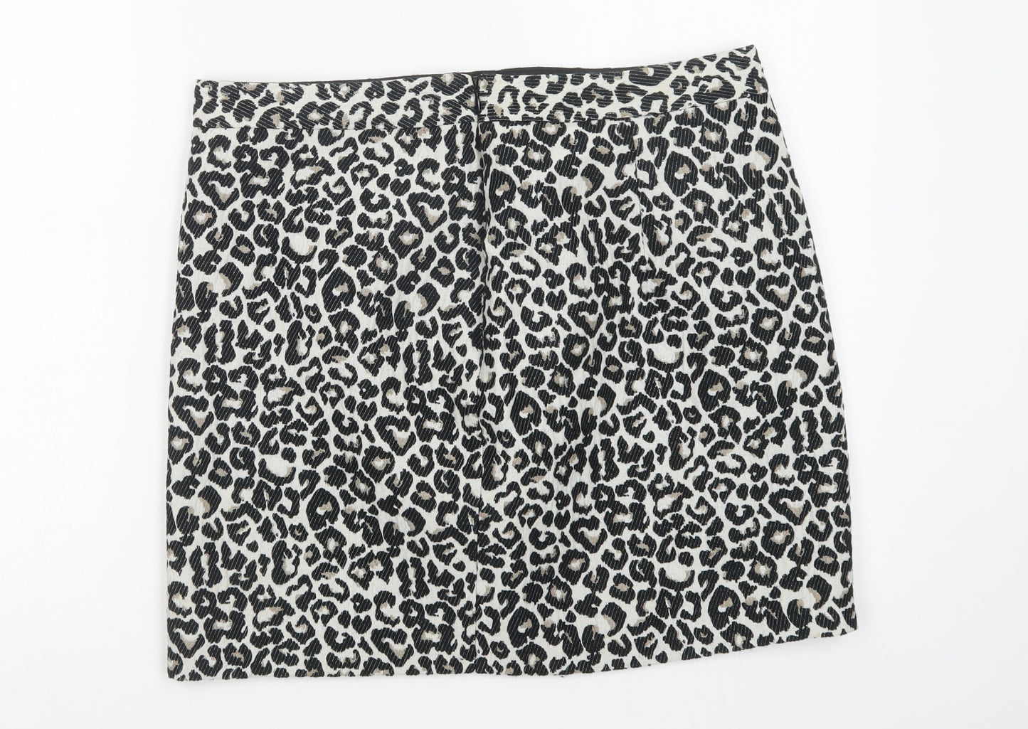 Matalan Womens Beige Animal Print Acrylic Mini Skirt Size 14   Zip