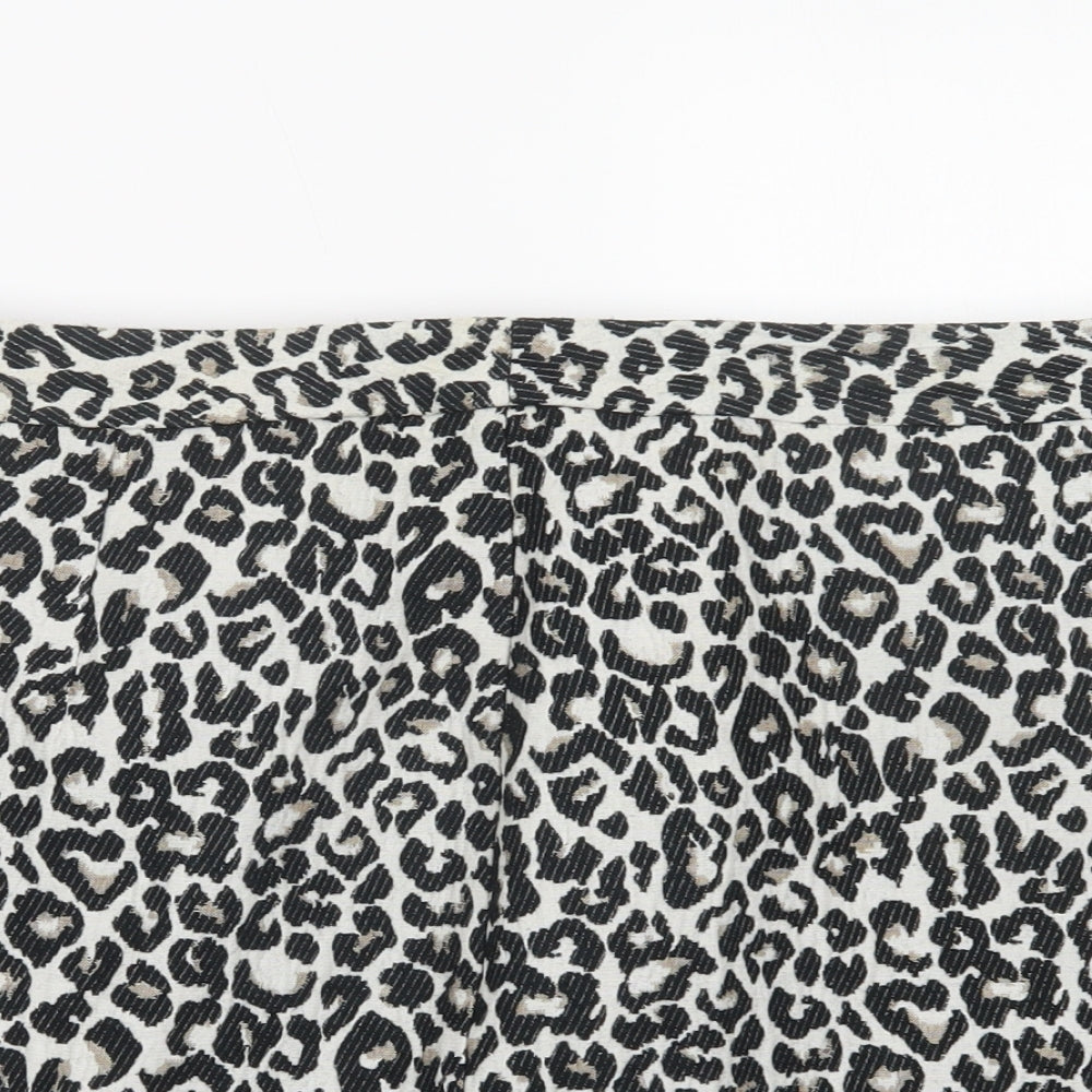 Matalan Womens Beige Animal Print Acrylic Mini Skirt Size 14   Zip