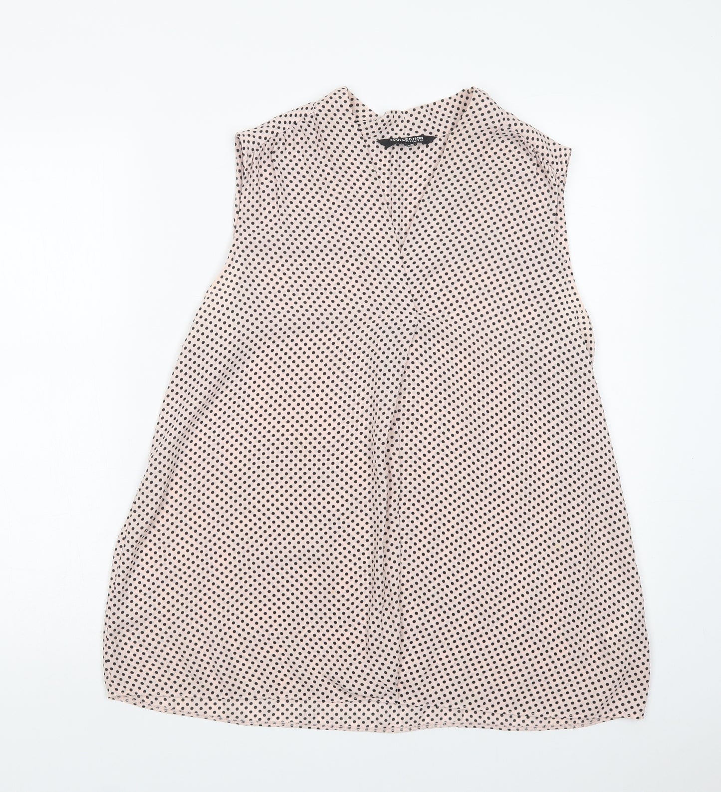 Debenhams Womens Pink Polka Dot Polyester Basic Blouse Size 16 V-Neck
