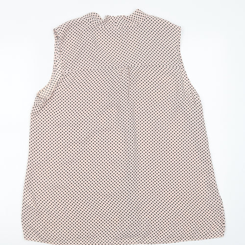 Debenhams Womens Pink Polka Dot Polyester Basic Blouse Size 16 V-Neck