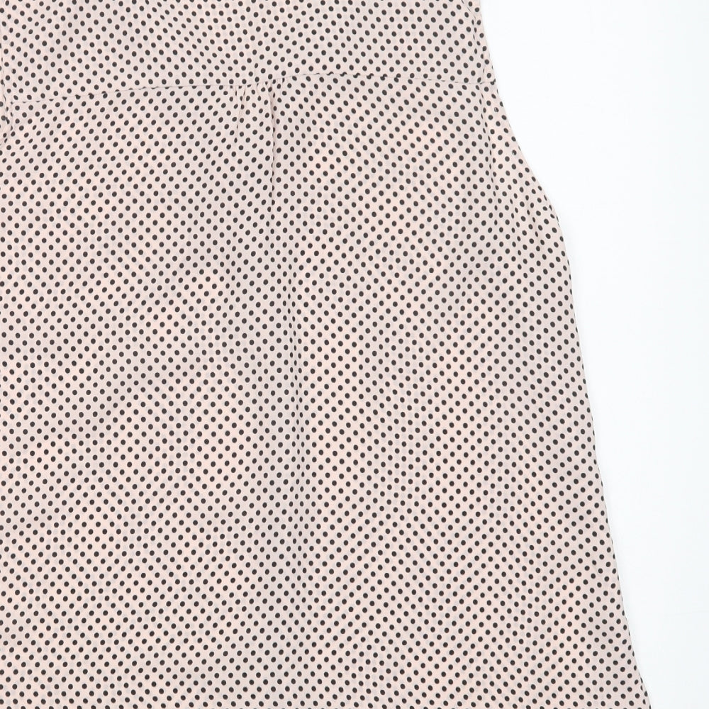 Debenhams Womens Pink Polka Dot Polyester Basic Blouse Size 16 V-Neck