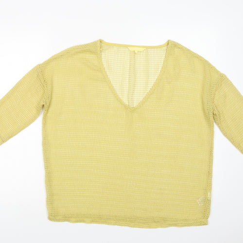 NEXT Womens Yellow  Polyester Basic Blouse Size 8 V-Neck