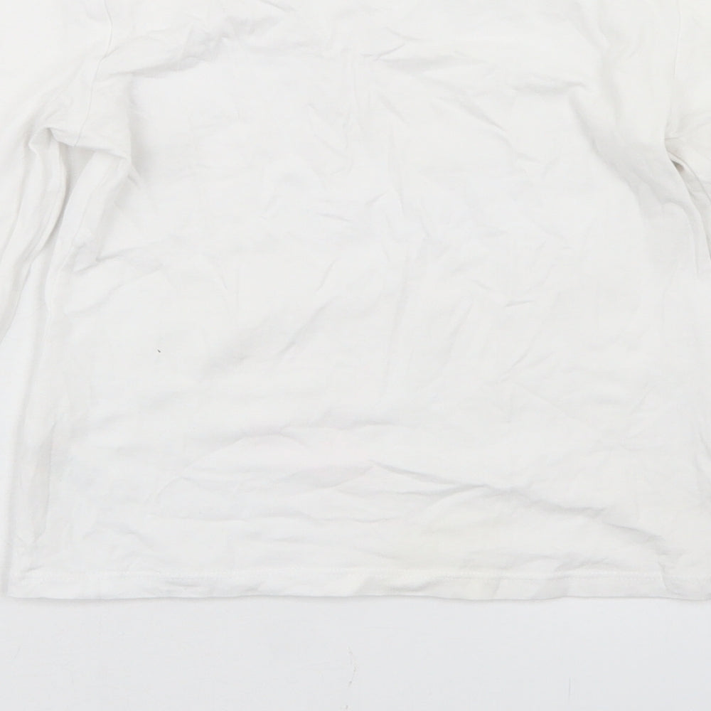 Candy Couture Girls White  Cotton Basic T-Shirt Size 13 Years V-Neck