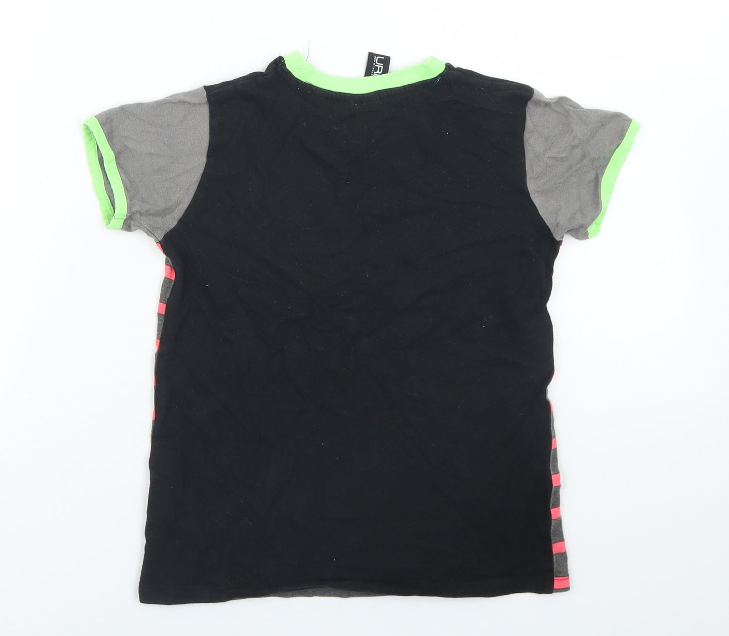 URB65 Boys Multicoloured Striped Cotton Basic T-Shirt Size 6-7 Years Crew Neck  - Chest Pocket