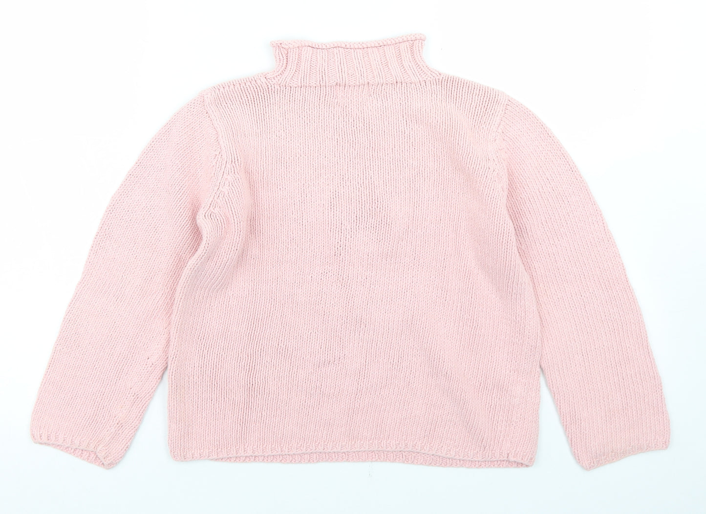 Mini Boden Girls Pink Mock Neck  Cotton Pullover Jumper Size 7-8 Years   - Flower