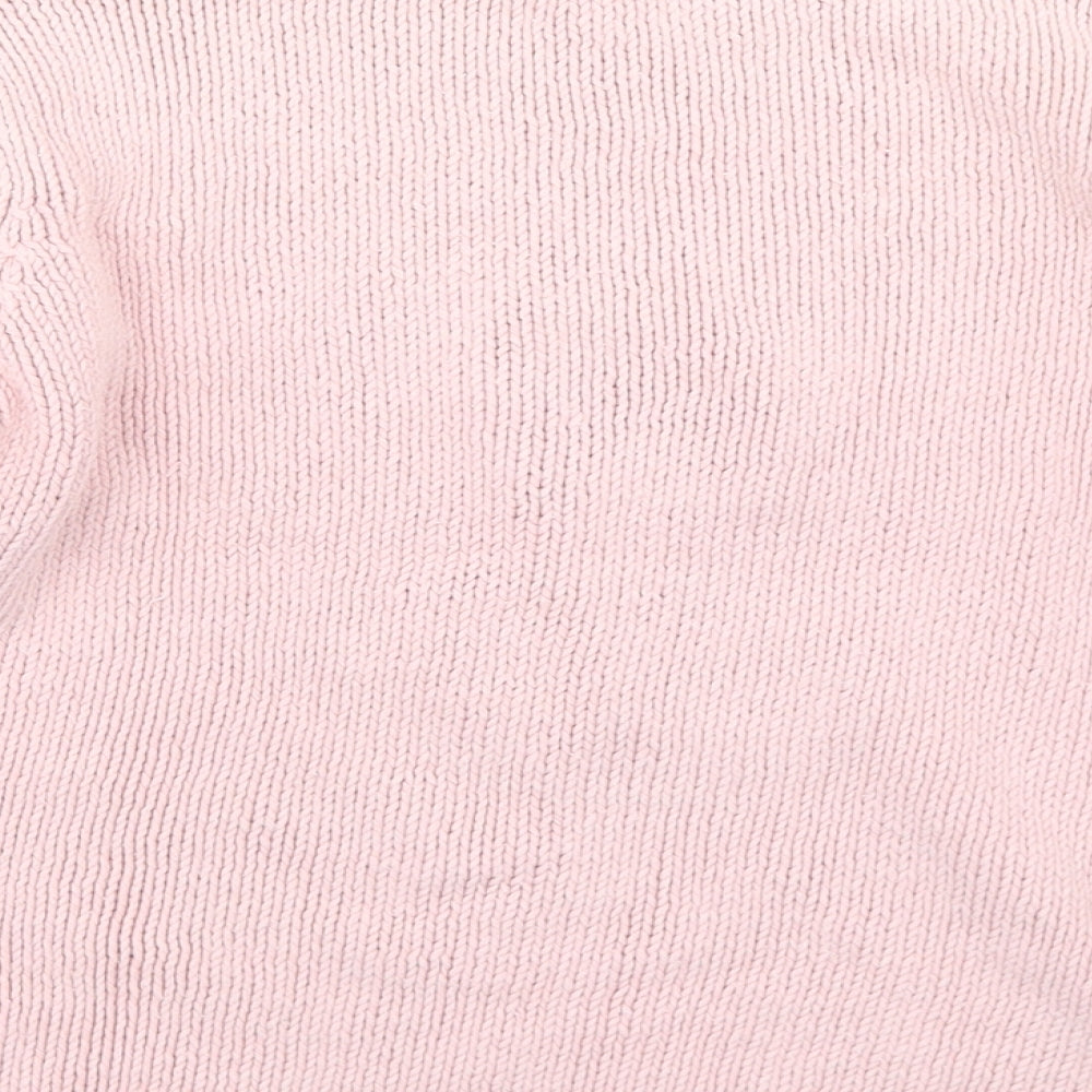 Mini Boden Girls Pink Mock Neck  Cotton Pullover Jumper Size 7-8 Years   - Flower