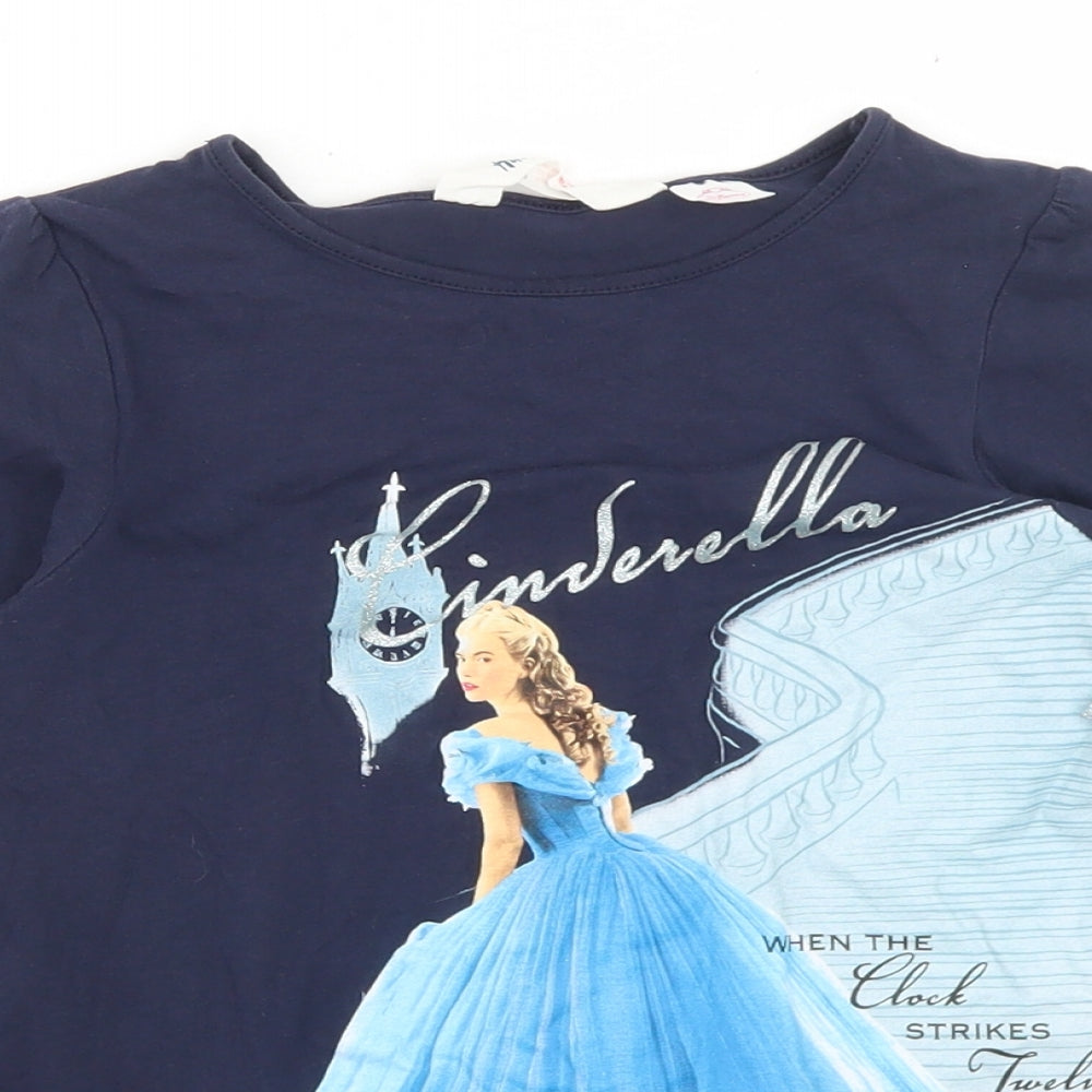 H&M Girls Blue  Cotton Basic T-Shirt Size 9-10 Years Round Neck  - Cinderella