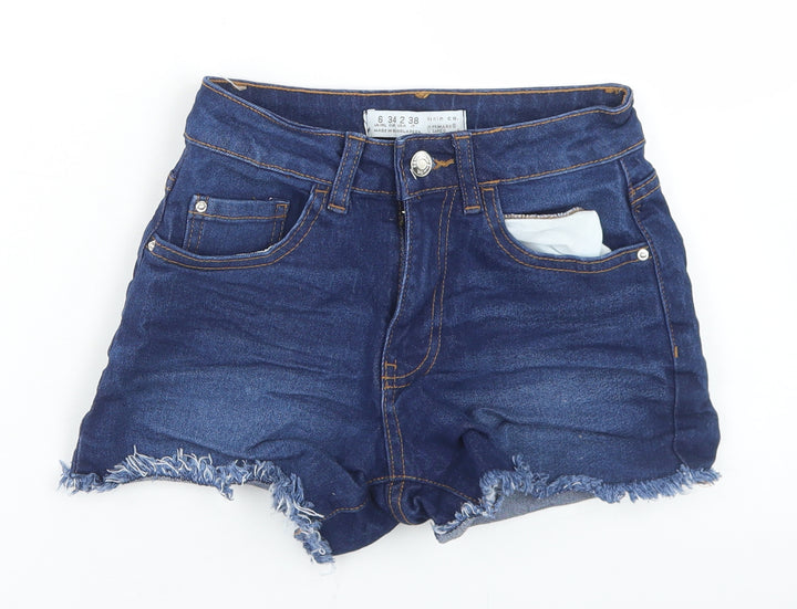 Denim Co Womens Blue Cotton Hot Pants Shorts Size 6 L3 in Regular Button