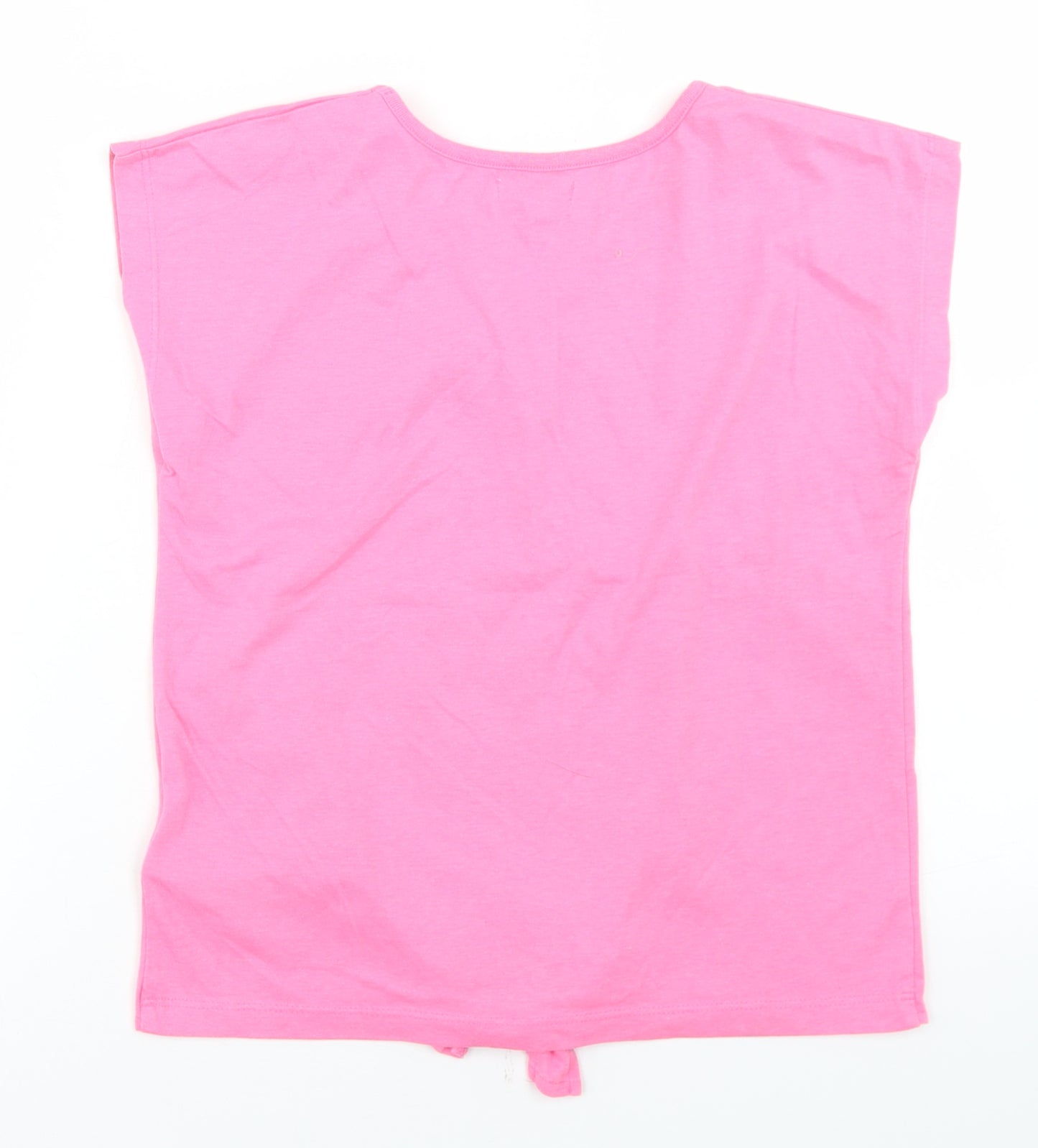 Bluezoo Girls Pink  Polyester Basic T-Shirt Size 12 Years Round Neck  - Zebra, Tie front