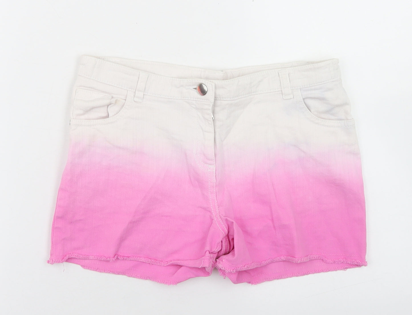 F&F Girls Pink  Cotton Hot Pants Shorts Size 11-12 Years  Regular  - Ombre