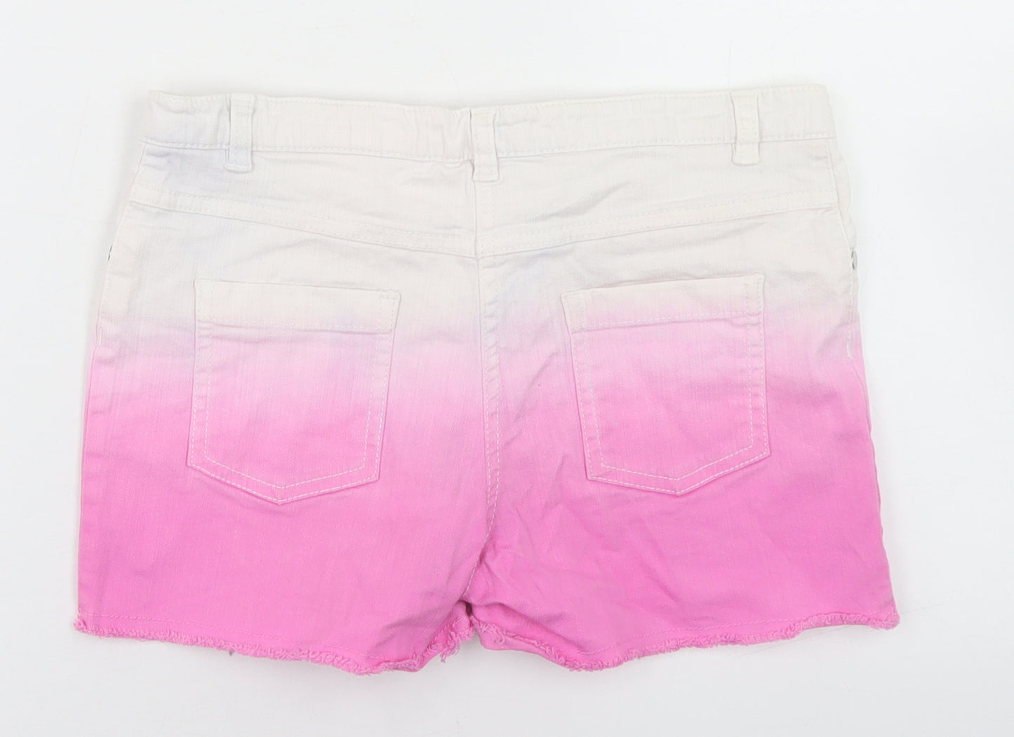 F&F Girls Pink  Cotton Hot Pants Shorts Size 11-12 Years  Regular  - Ombre