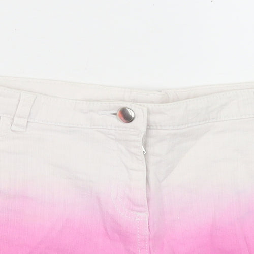 F&F Girls Pink  Cotton Hot Pants Shorts Size 11-12 Years  Regular  - Ombre