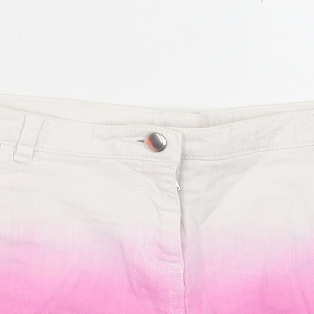 F&F Girls Pink  Cotton Hot Pants Shorts Size 11-12 Years  Regular  - Ombre