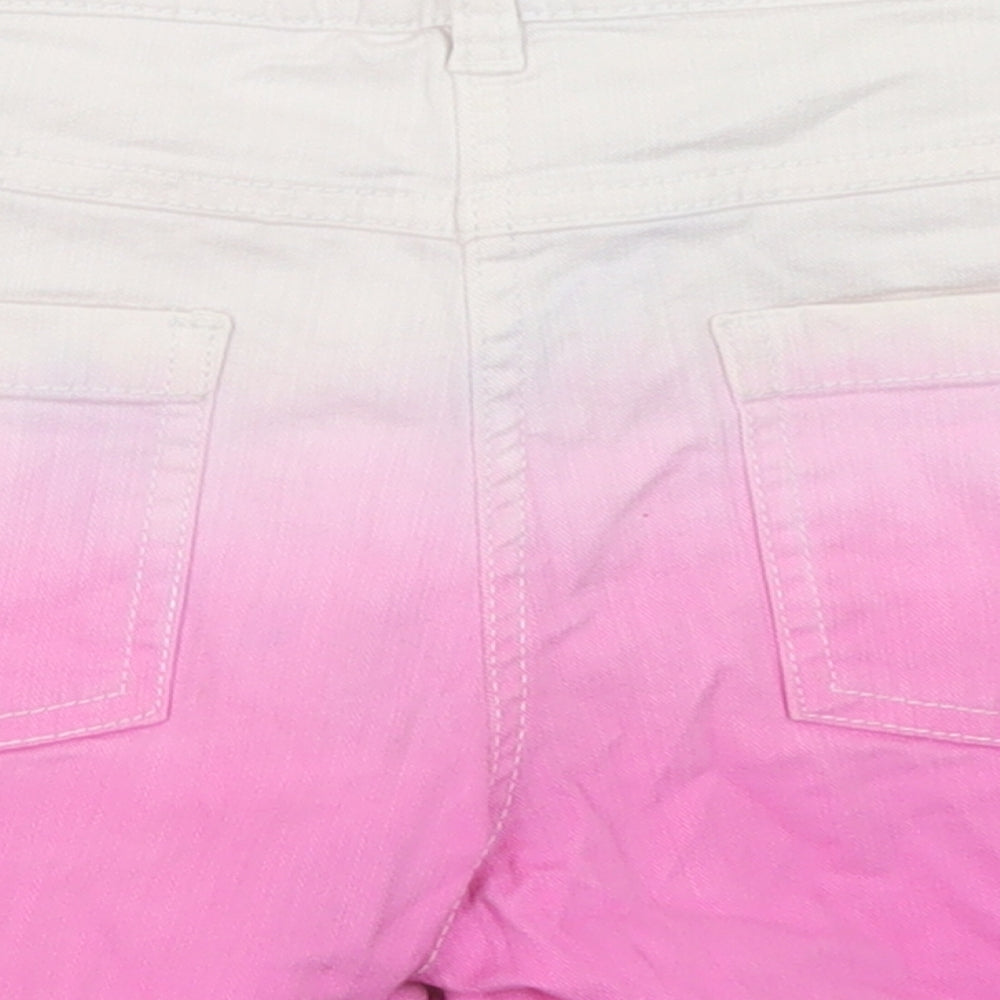 F&F Girls Pink  Cotton Hot Pants Shorts Size 11-12 Years  Regular  - Ombre