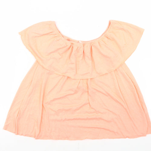 Candy Couture Girls Orange  Polyester Basic T-Shirt Size 12 Years Off the Shoulder