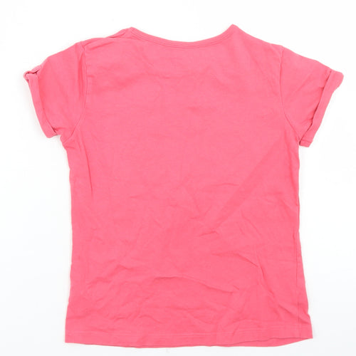 Dunnes Stores Girls Pink  Cotton Basic T-Shirt Size 8 Years Crew Neck  - 2 Cool