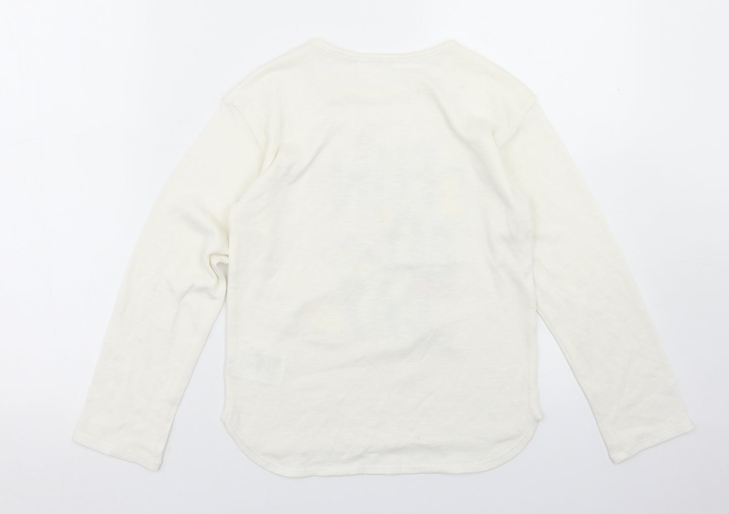 H&M Girls White  Polyester Basic T-Shirt Size 9-10 Years Round Neck  - Fun All Day