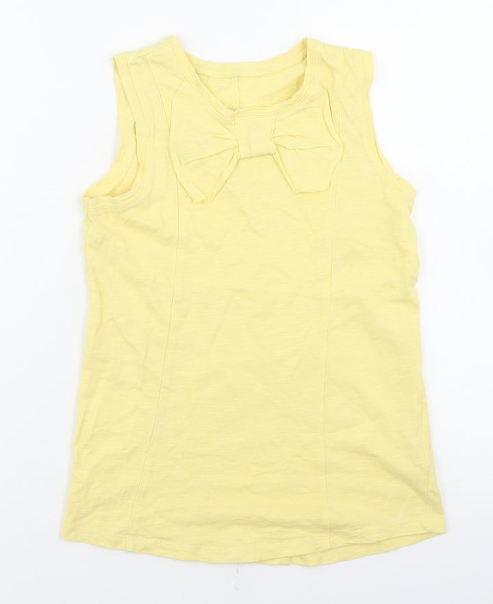 Dunnes Stores Girls Yellow Cotton Basic Tank Size 9 Years Round Neck
