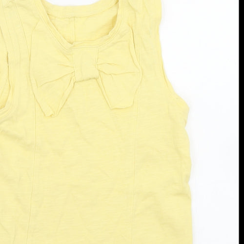 Dunnes Stores Girls Yellow  Cotton Basic Tank Size 9 Years Round Neck