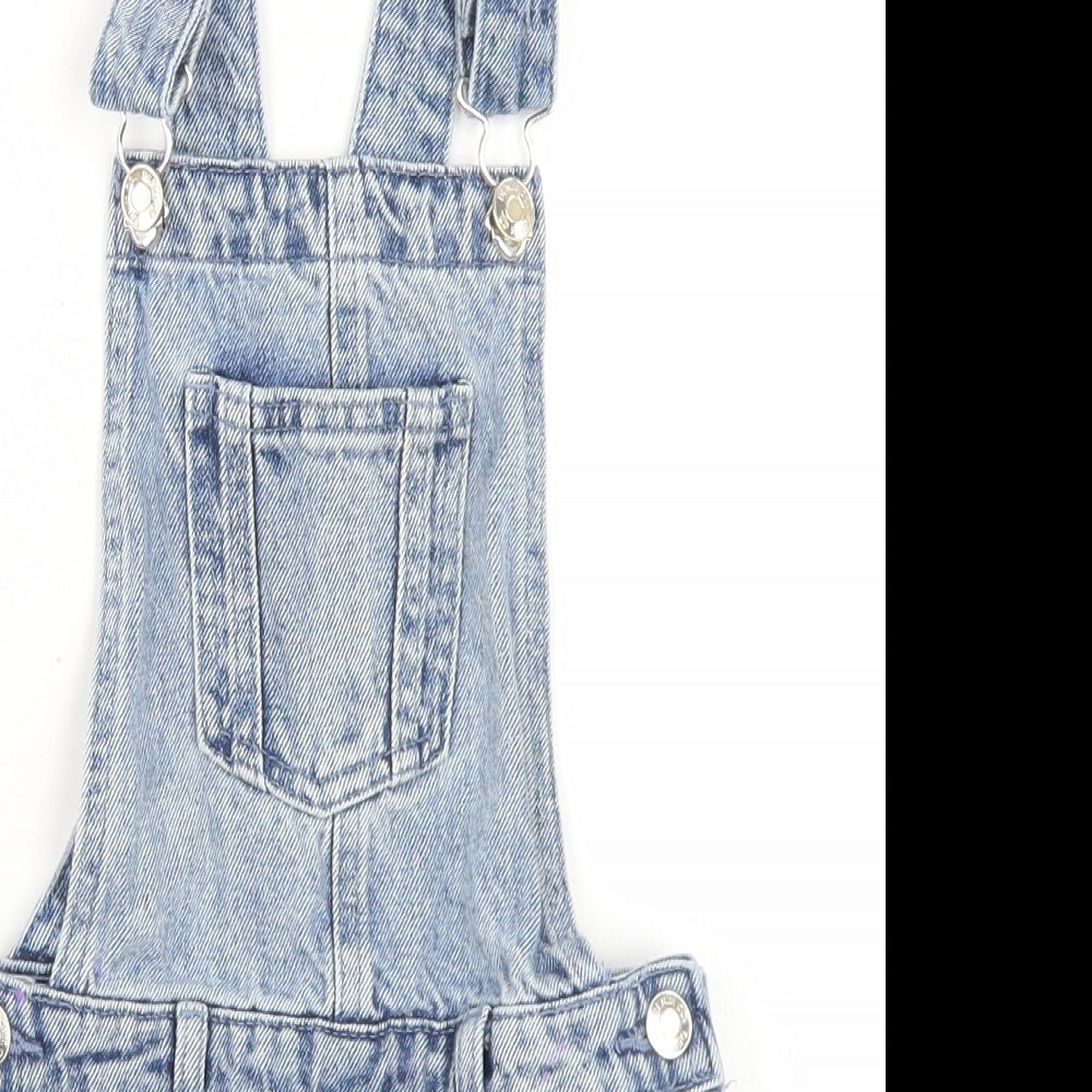 Denim Co Girls Blue  Cotton Dungaree One-Piece Size 5 Years  Button - Lace Trim