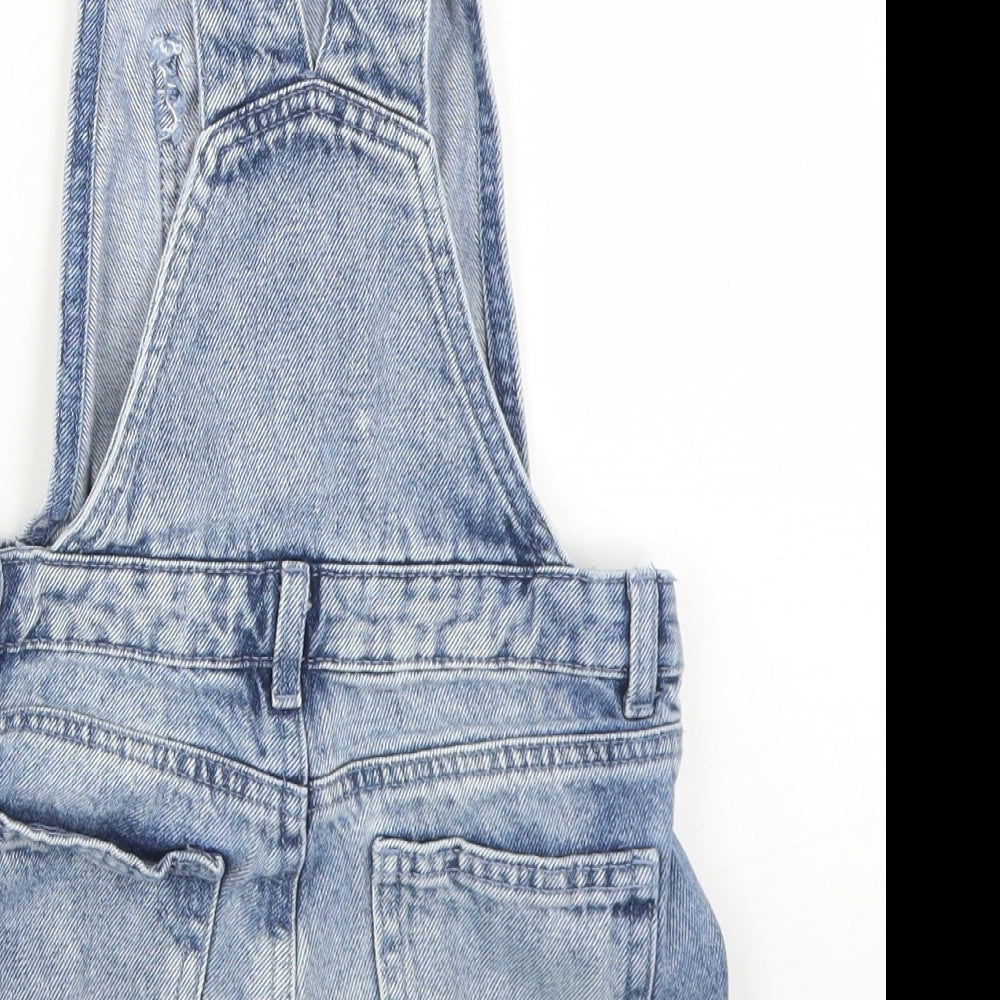 Denim Co Girls Blue  Cotton Dungaree One-Piece Size 5 Years  Button - Lace Trim