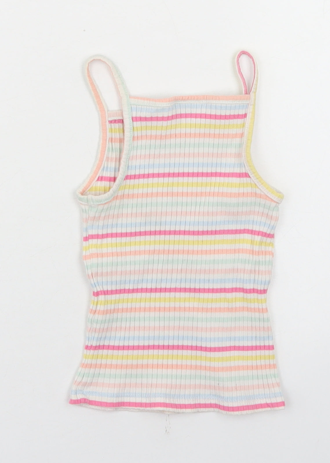 F&F Girls Multicoloured Striped Cotton Cropped Tank Size 4-5 Years Square Neck