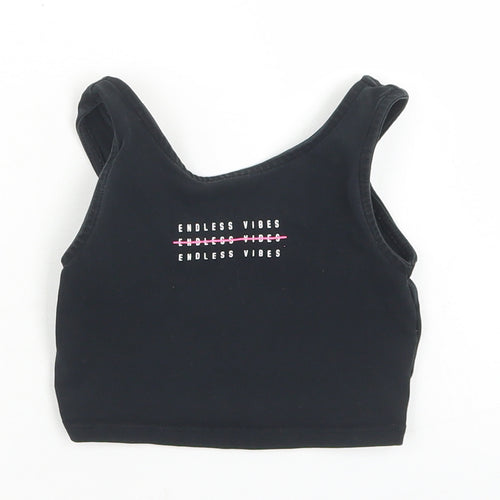 George Girls Black  Cotton Cropped Tank Size 4-5 Years Round Neck  - Endless Vibes