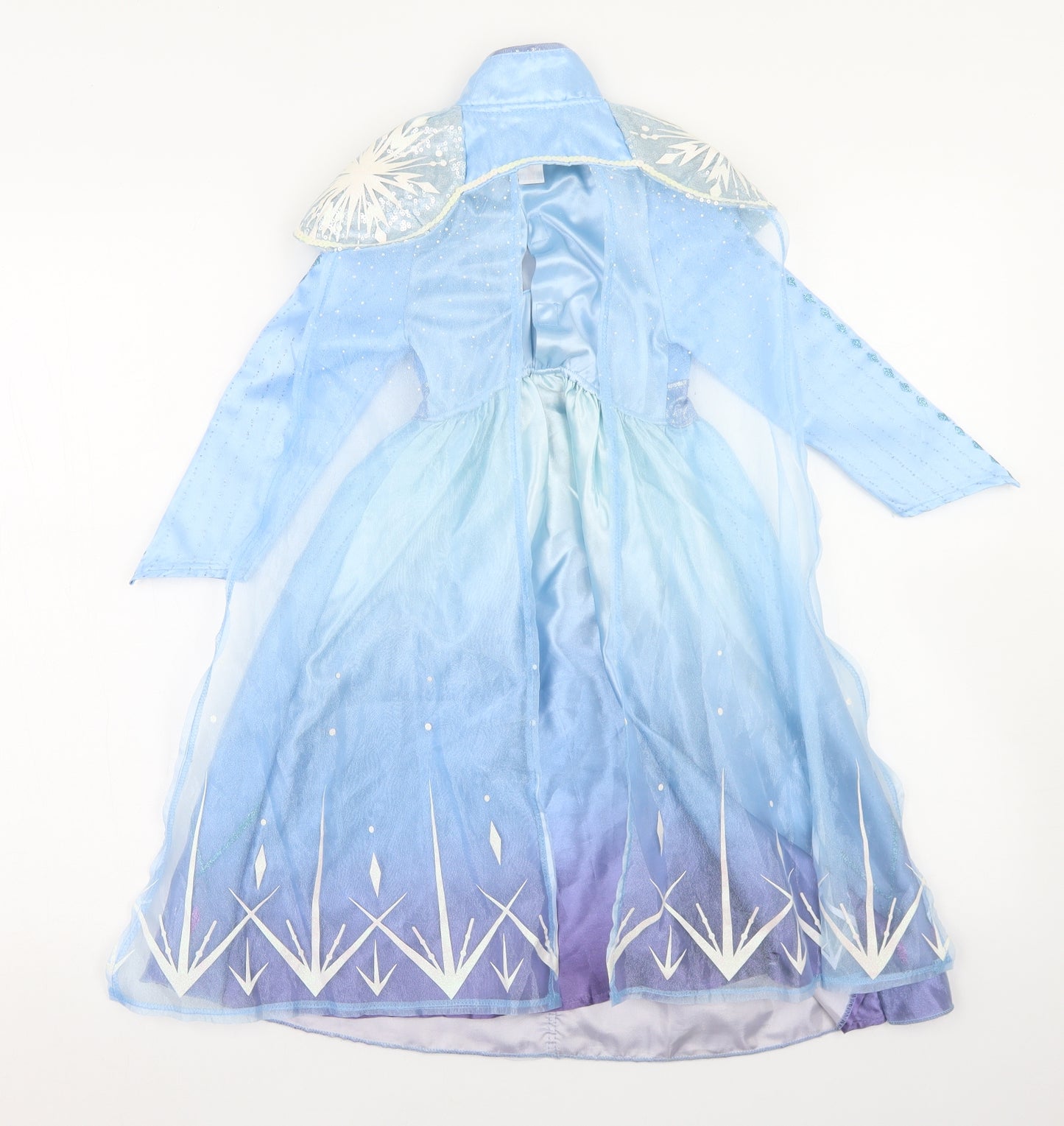 TU Girls Blue  Polyester Ball Gown  Size 3-4 Years  Round Neck Hook & Loop - Elsa With cape, Fancy Dress