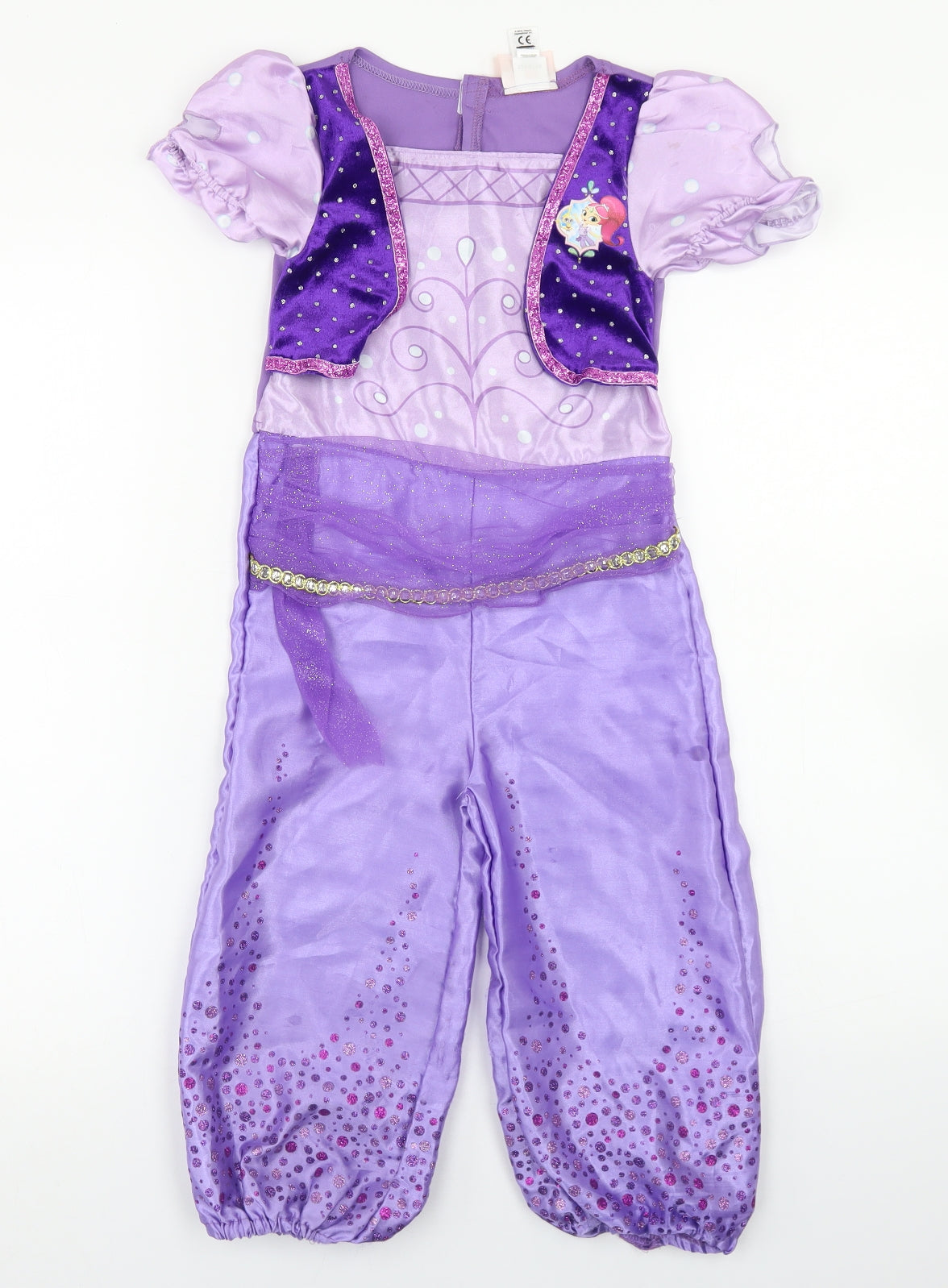 Dunnes Stores Girls Purple Spotted Polyester Jumpsuit One-Piece Size 5-6 Years  Hook & Loop - Shimmer And Shine Fancy Dress