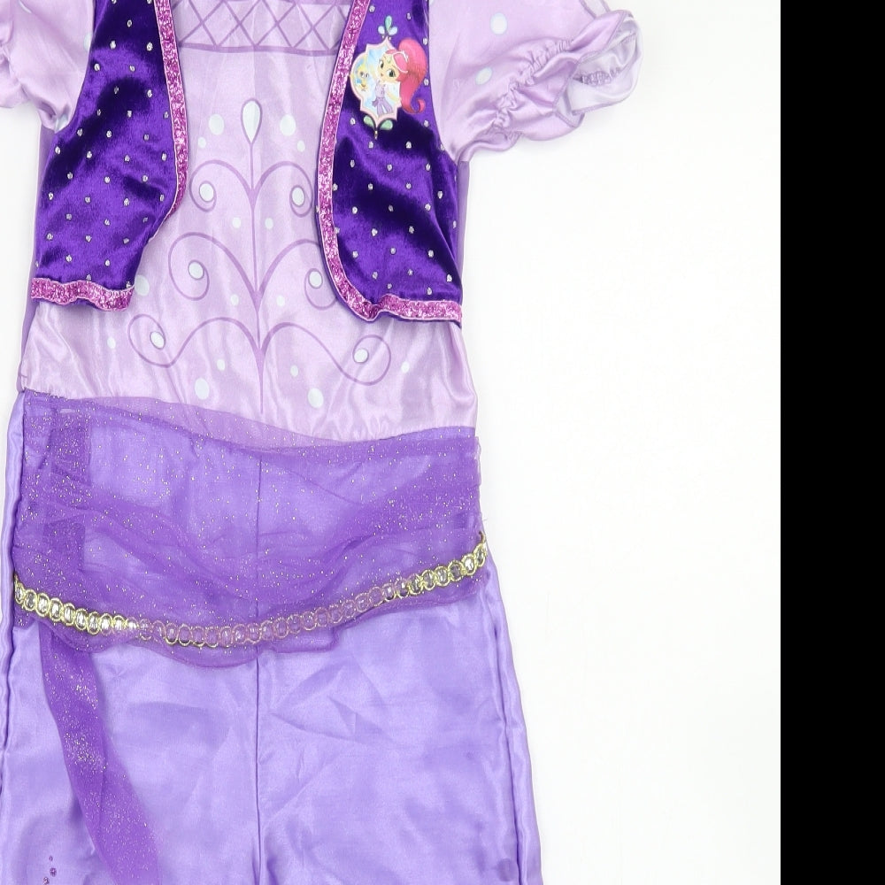Dunnes Stores Girls Purple Spotted Polyester Jumpsuit One-Piece Size 5-6 Years  Hook & Loop - Shimmer And Shine Fancy Dress