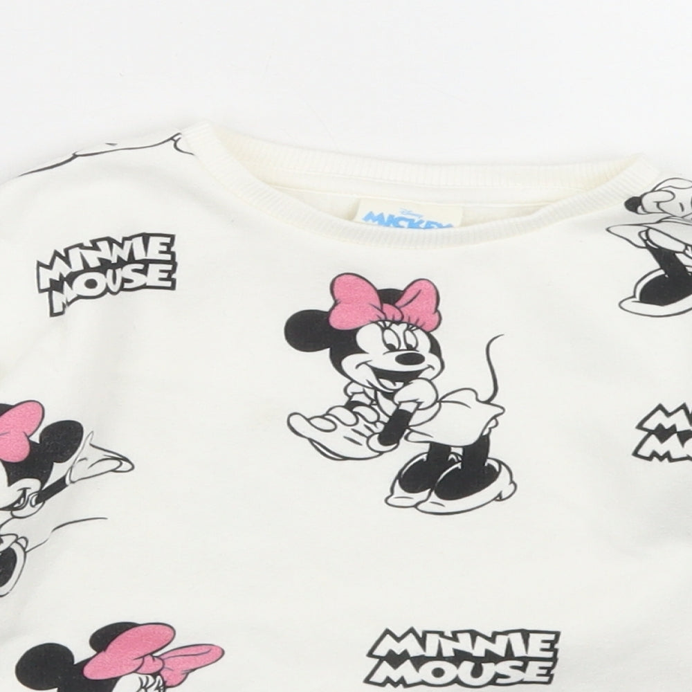 F&F Girls White Geometric Cotton Pullover Sweatshirt Size 2-3 Years   - Minnie Mouse