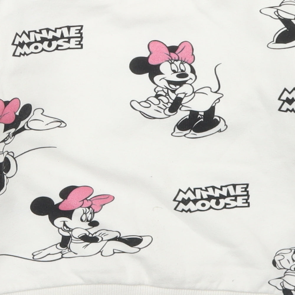 F&F Girls White Geometric Cotton Pullover Sweatshirt Size 2-3 Years   - Minnie Mouse