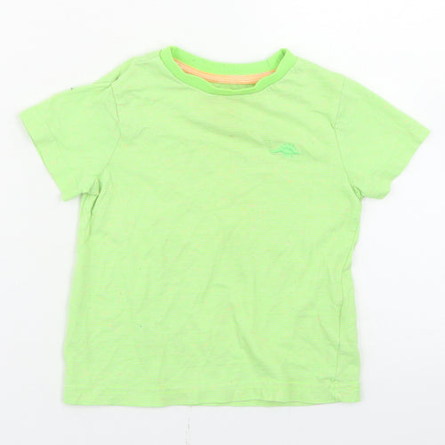 F&F Boys Green Striped Cotton Basic T-Shirt Size 18-24 Months Crew Neck  - dinosaur