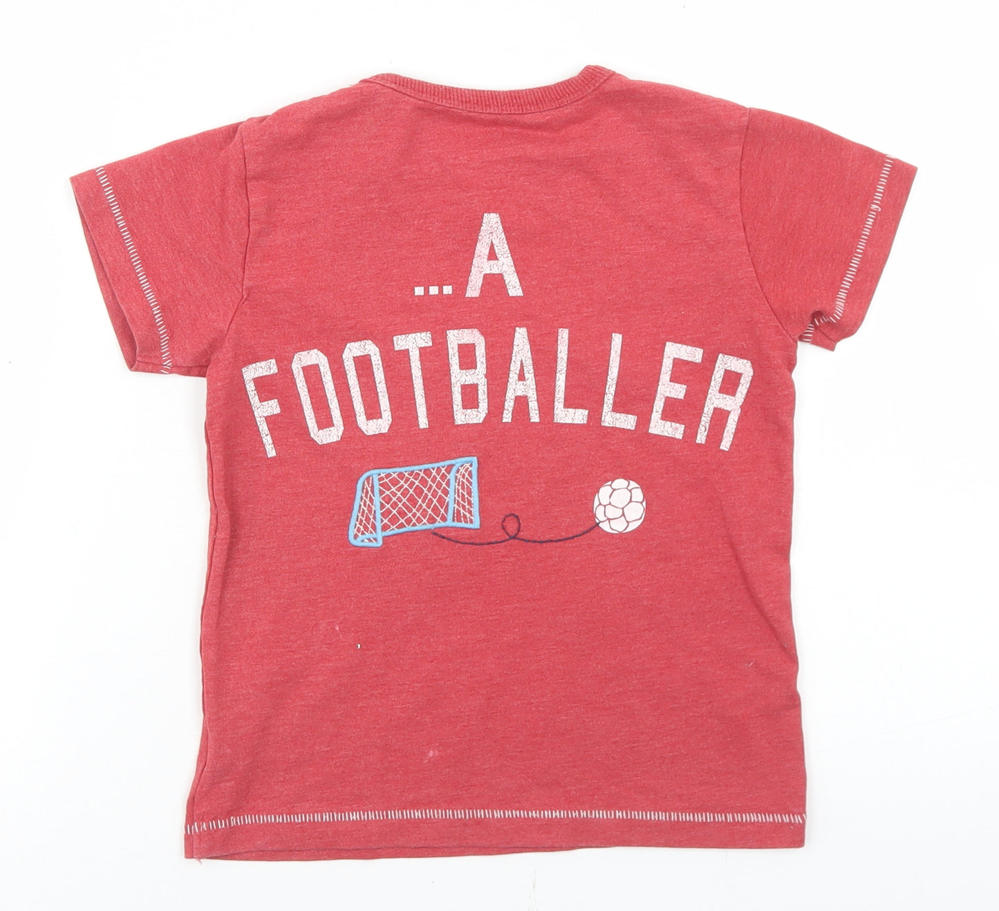 NEXT Boys Red  Cotton Basic T-Shirt Size 2-3 Years Crew Neck  - Dinosaur Football