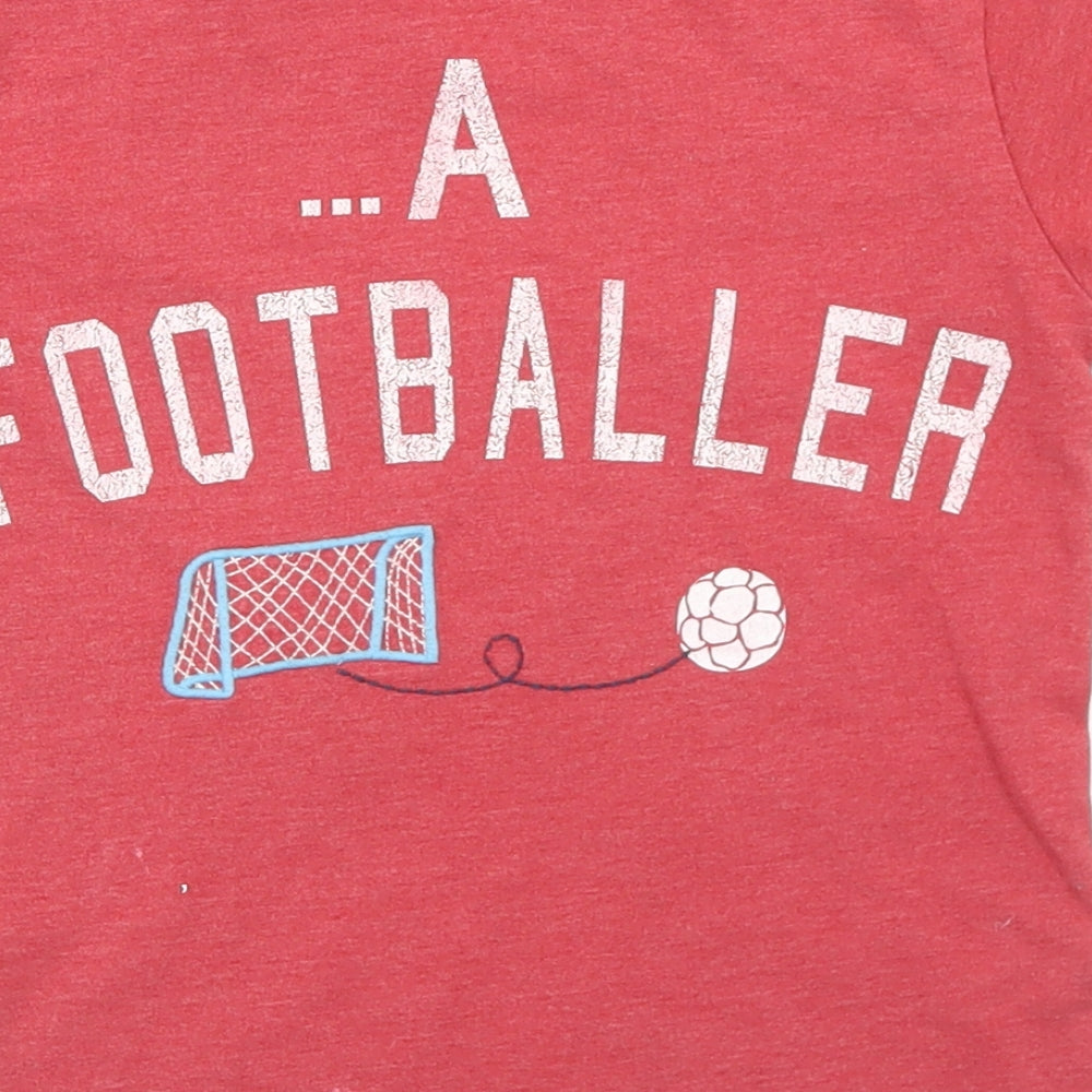 NEXT Boys Red  Cotton Basic T-Shirt Size 2-3 Years Crew Neck  - Dinosaur Football
