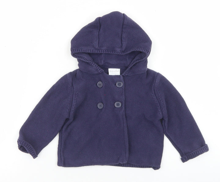 Mini Club Girls Blue  Cotton Cardigan Jumper Size 6-9 Months  Button