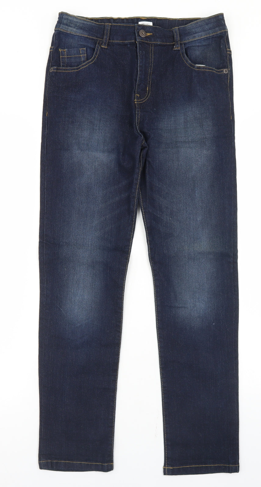 F&F Boys Blue  Cotton Straight Jeans Size 12-13 Years  Regular Button