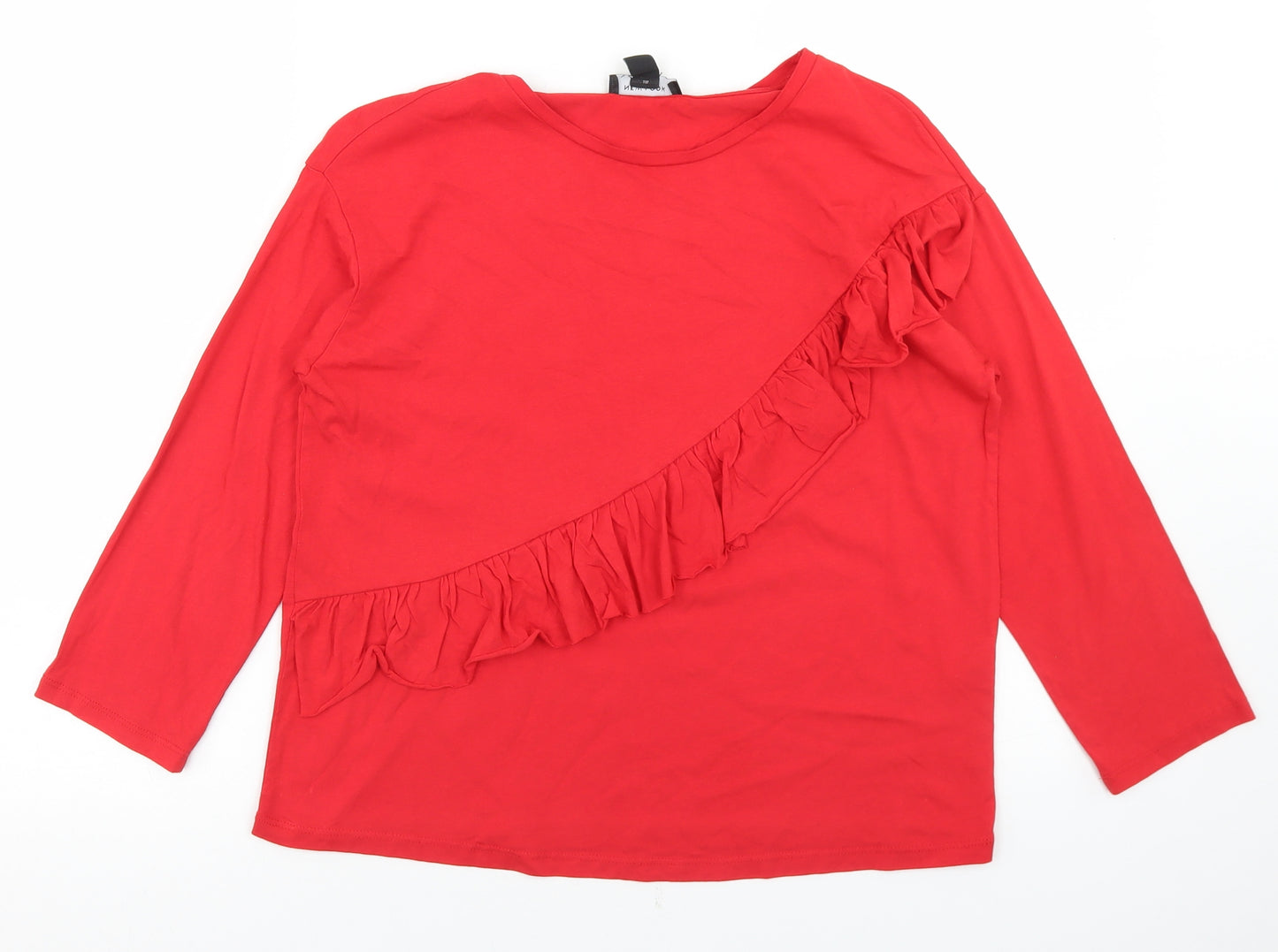 New Look Womens Red  Modal Basic T-Shirt Size 12 Round Neck
