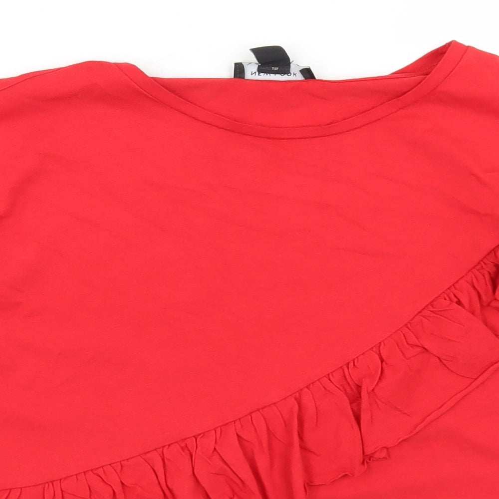 New Look Womens Red  Modal Basic T-Shirt Size 12 Round Neck