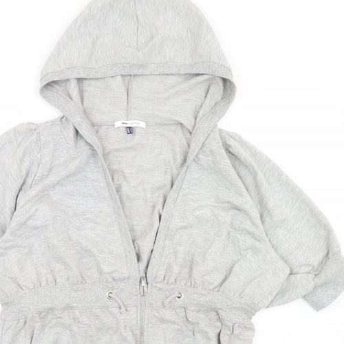 ASOS Womens Grey  Cotton Full Zip Hoodie Size 16  Zip