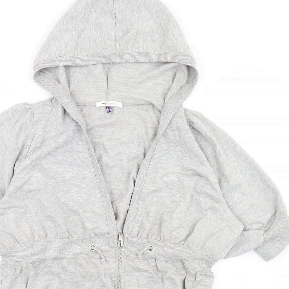 ASOS Womens Grey  Cotton Full Zip Hoodie Size 16  Zip