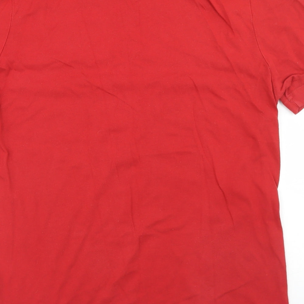 JACK & JONES Mens Red  Cotton  T-Shirt Size M Crew Neck