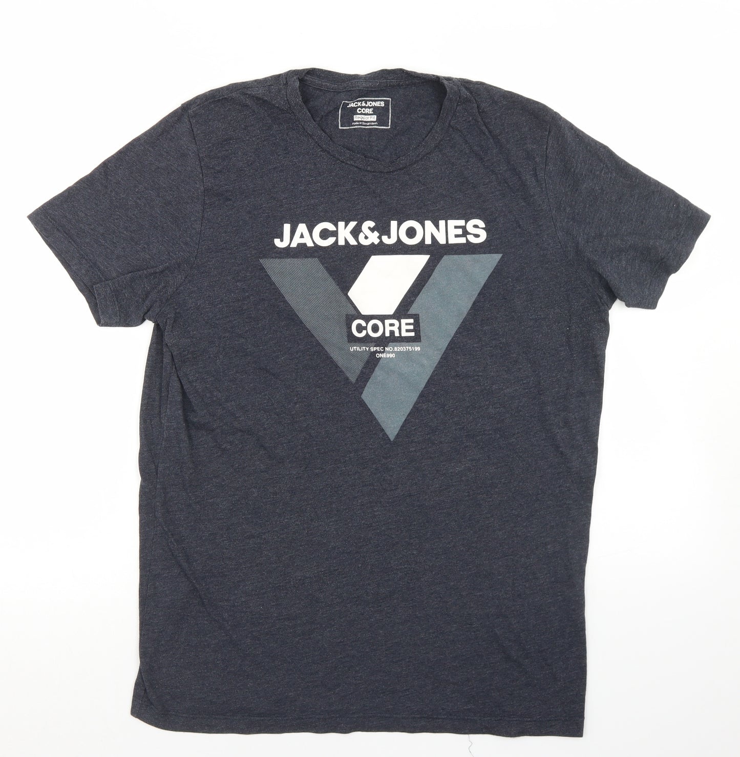 JACK & JONES Mens Blue  Cotton  T-Shirt Size M Crew Neck